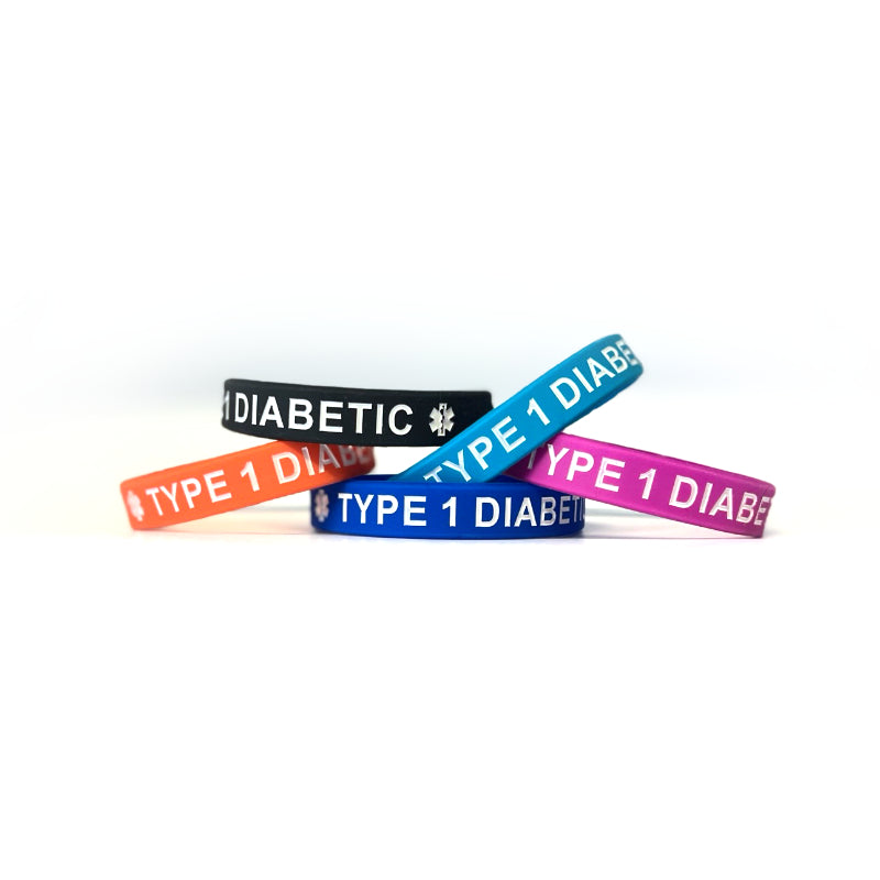 Type 1 Diabetic Medical Alert Silicone Wristband (Purple)