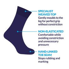 3 Pairs Grey/Blue/Black - Mens Diabetic Soft Grip Non Elastic Loose Weave Top Diabetic Socks Size 6-11