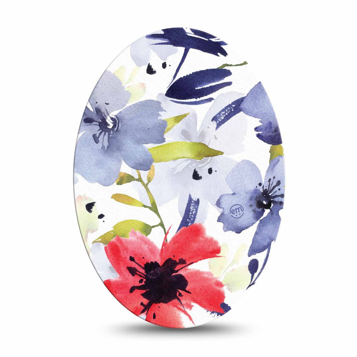 ExpressionMed Red, White and Blue Flowers Adhesive Patch Oval
