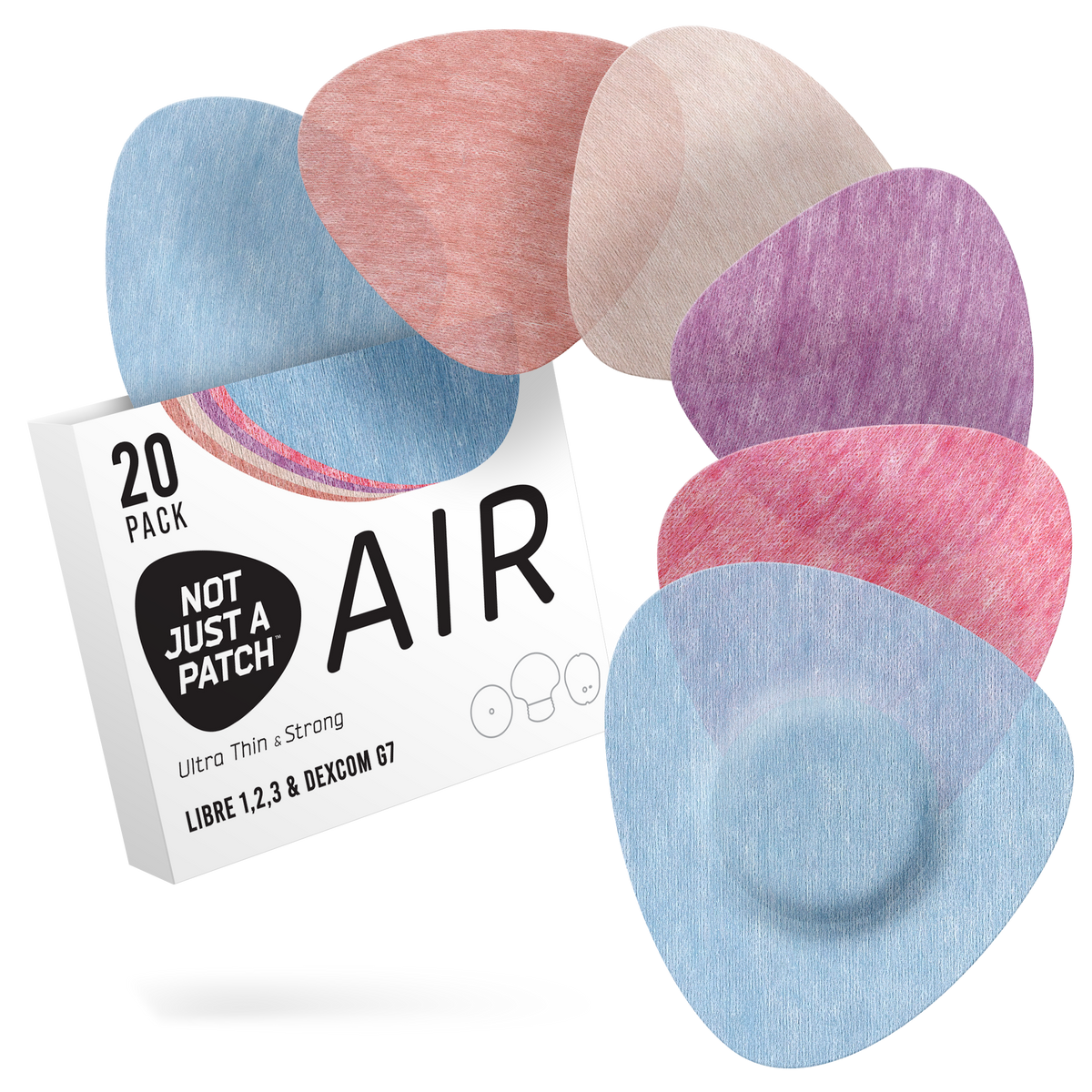 Not Just a Patch Air - Freestyle Libre 2 /Dexcom G7/ Medtronic CGM - 20 Pack - Many Colours Available