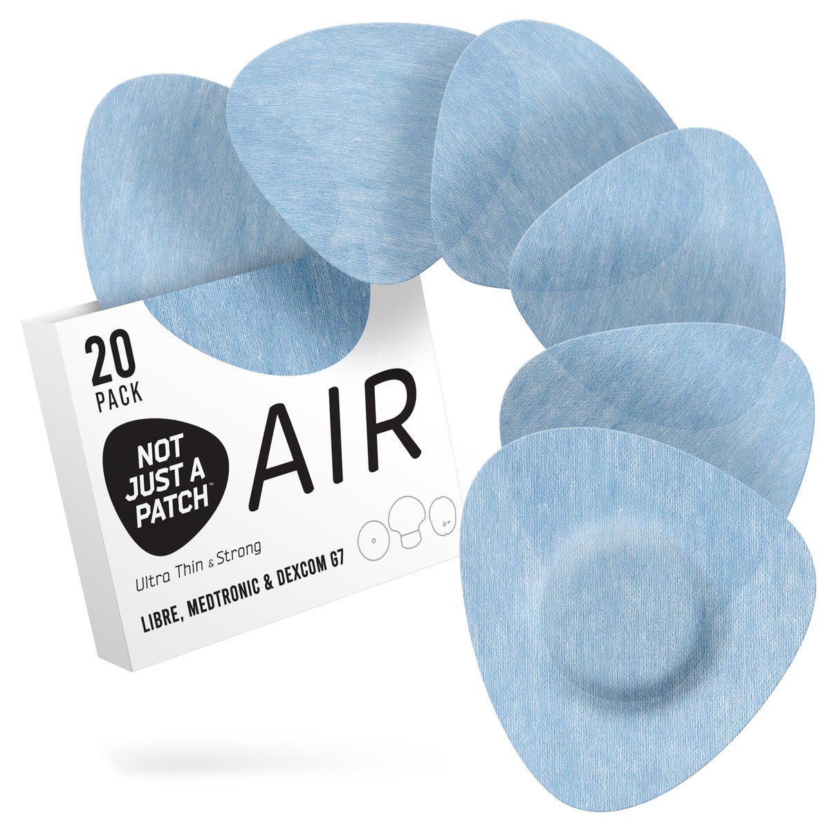 Not Just a Patch Air - Freestyle Libre 2 /Dexcom G7/ Medtronic CGM - 20 Pack - Many Colours Available