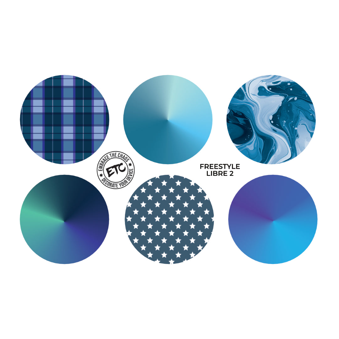 Freestyle Libre 2 Sensor Stickers (Ambient Blues) 6 pack