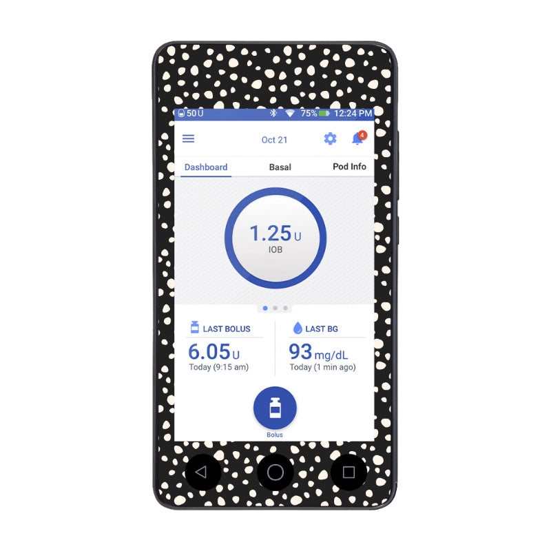 Omnipod DASH Cover (Black Spotty Dotty)