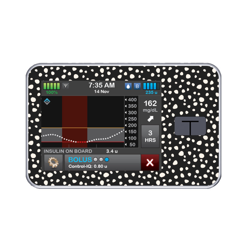 T:slim Cover Sticker (Black Spotty Dotty) - Diabeticsupply.co.uk