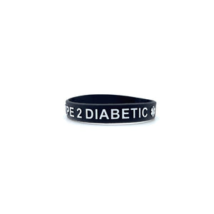 Type 2 Diabetic Medical Alert Silicone Wristband (Black)