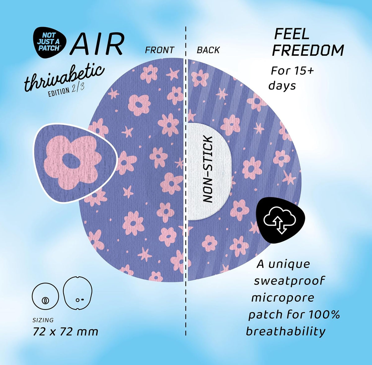 Not Just a Patch Air Mini Patterned - Dexcom G7/Dexcom ONE+/Libre 3  - 10 Pack