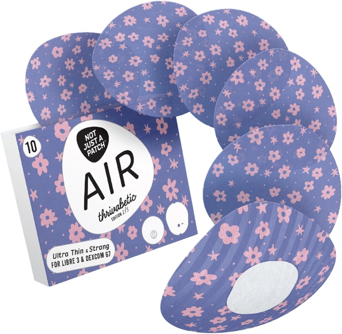 Not Just a Patch Air Mini Patterned - Dexcom G7/Dexcom ONE+/Libre 3  - 10 Pack
