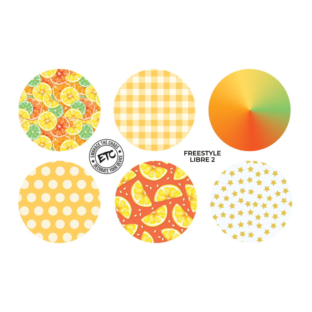 Freestyle Libre 2 Sensor Stickers (Citrus Prints) 6 pack