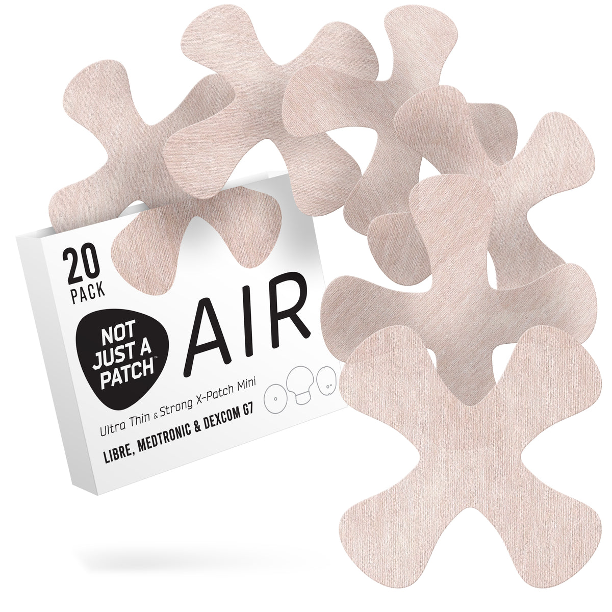 Not Just a Patch X Mini Air for Libre 2 or 3/Dexcom G7/ Medtronic CGM - 20 Pack - Choose Colour