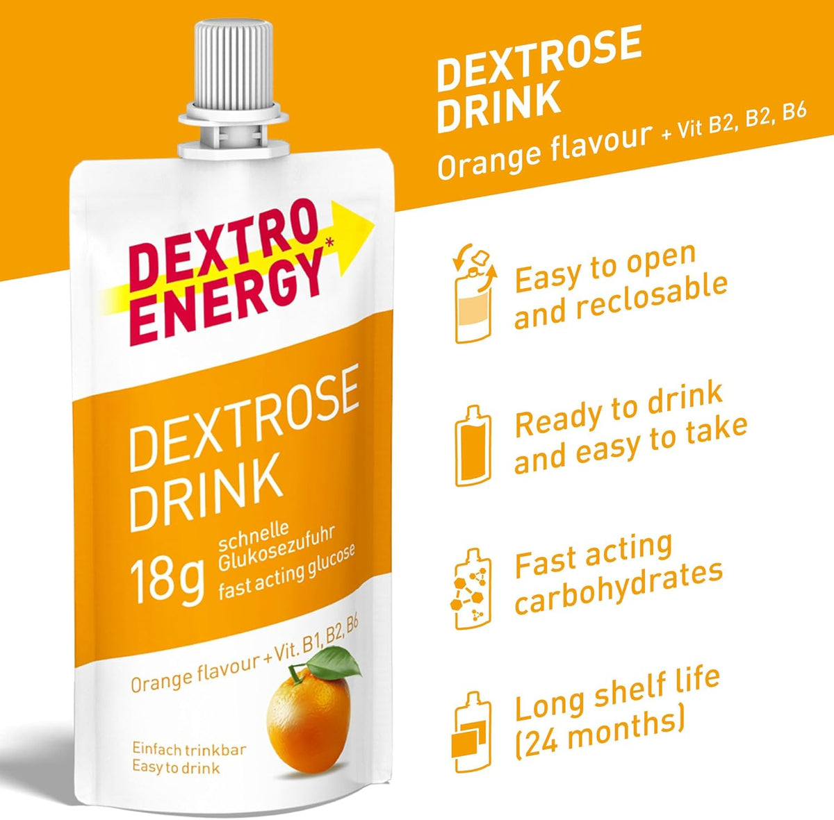 Dextro Energy Dextrose Drink - Orange (6 Pack)
