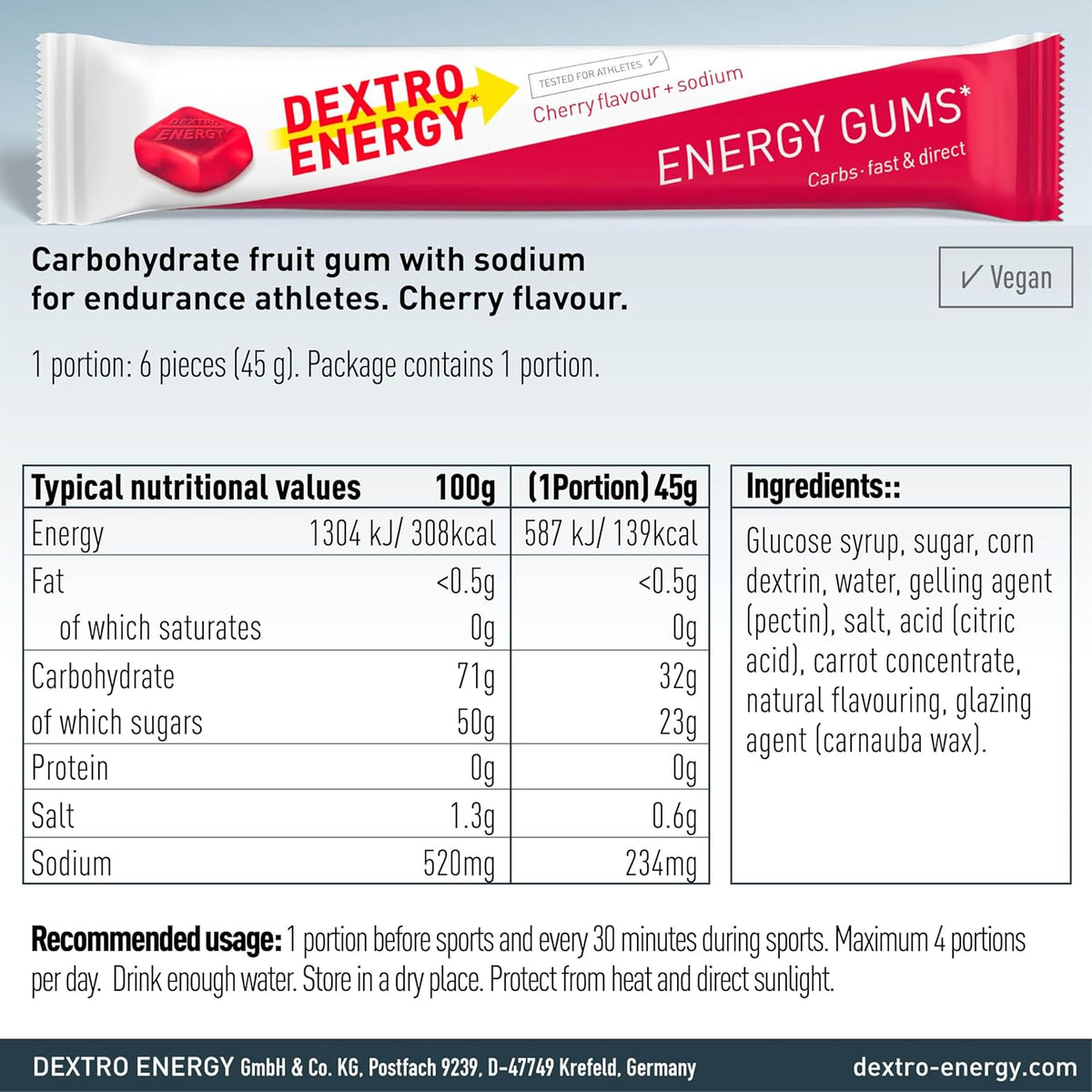Dextro Energy Gums - Cherry (single pack)