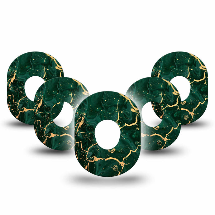ExpressionMed Green & Gold Marble Adhesive Patch Dexcom G7