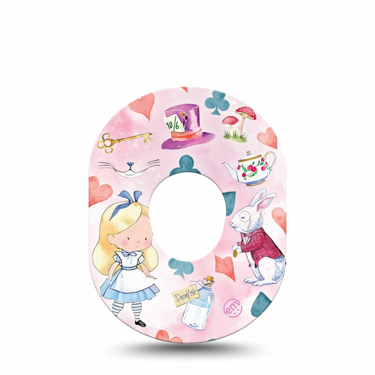 ExpressionMed Alice in Wonderland Adhesive Patch Dexcom G7/Dexcom ONE+