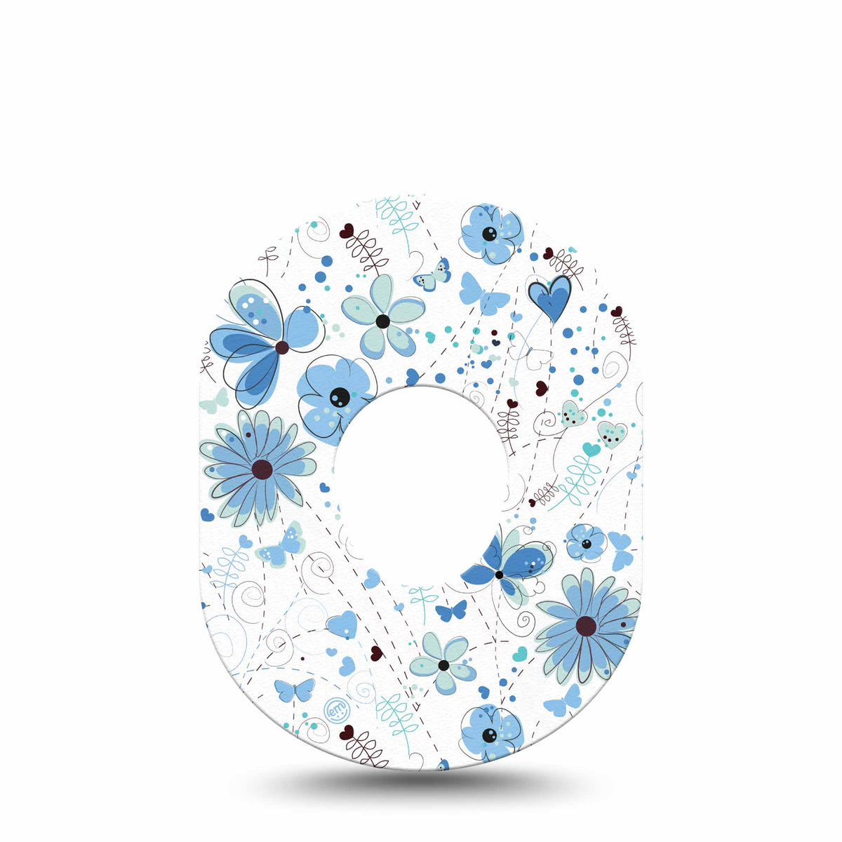 ExpressionMed Cute Blue Flowers Adhesive Patch Dexcom G7/Dexcom ONE+