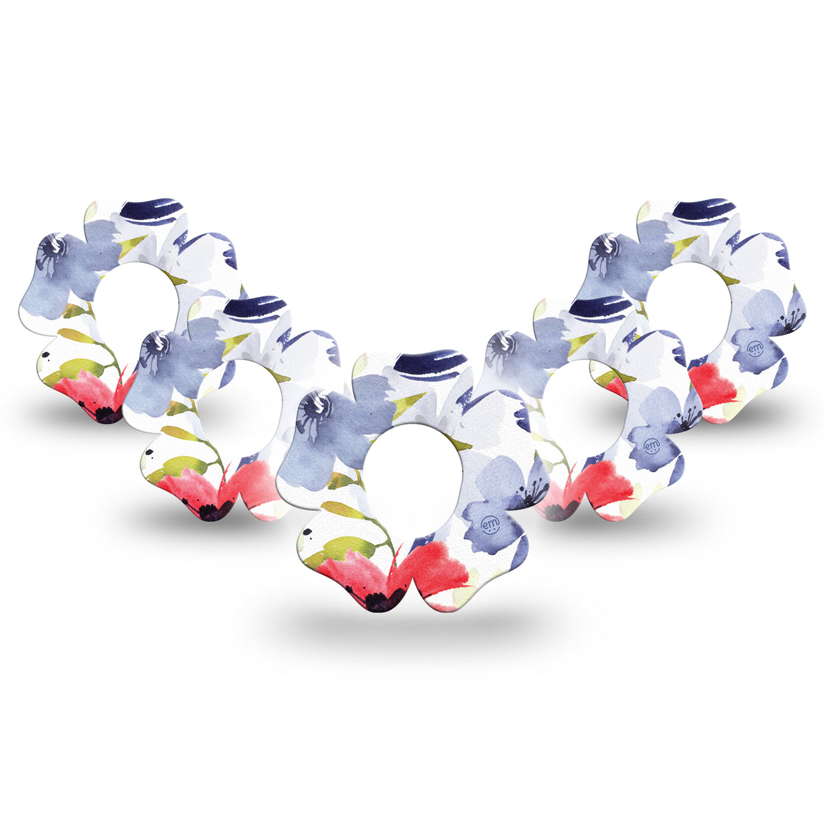 ExpressionMed Red, White and Blue Flowers Dexcom G7 Flower Adhesive Patch