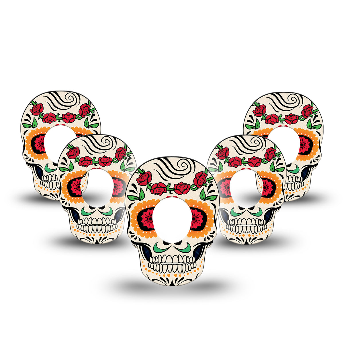 ExpressionMed Dexcom G7/Dexcom ONE+ Dia De Los Muertos Skull Shape Adhesive Patch