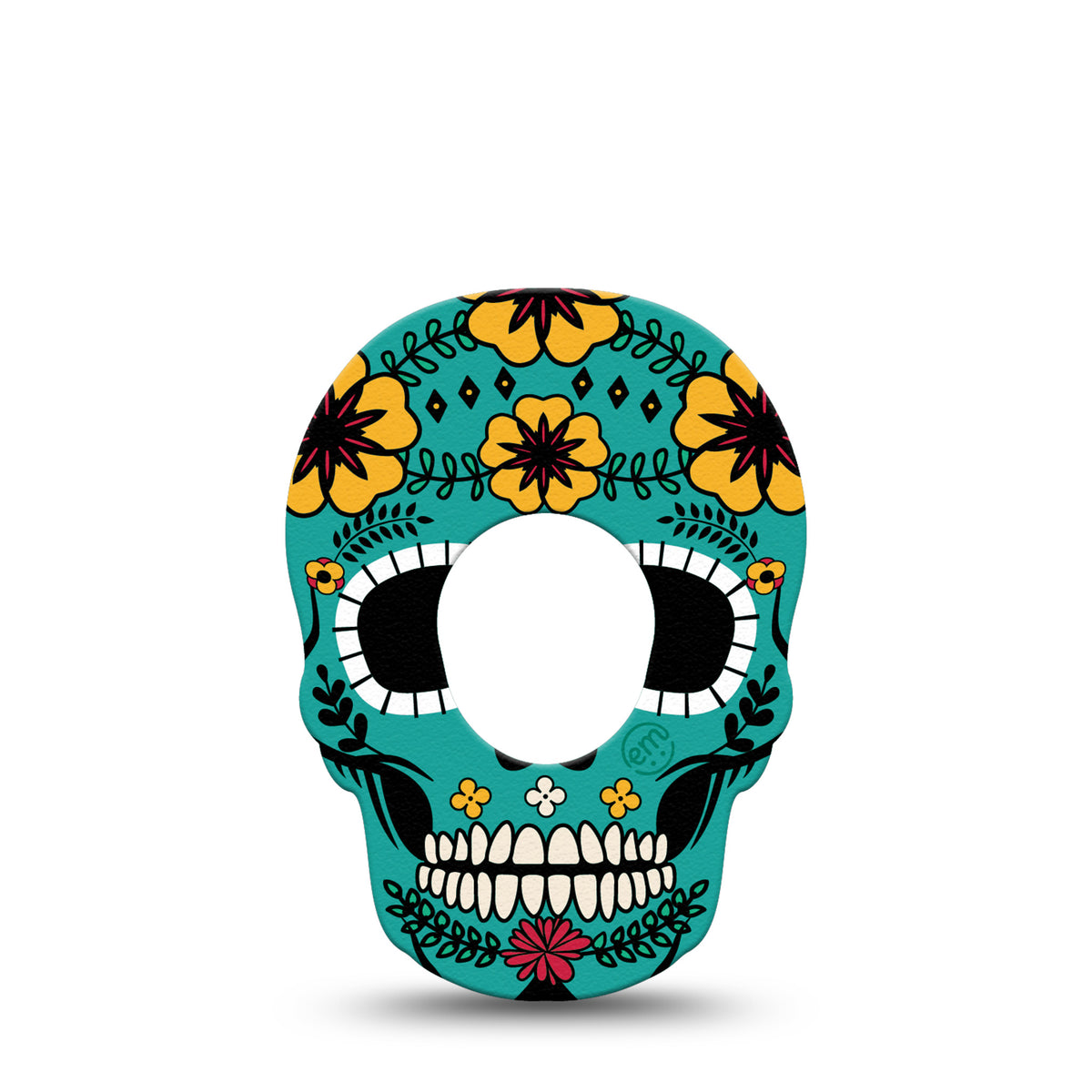 ExpressionMed Dexcom G7/Dexcom ONE+ Teal Skull Shape Adhesive Patch