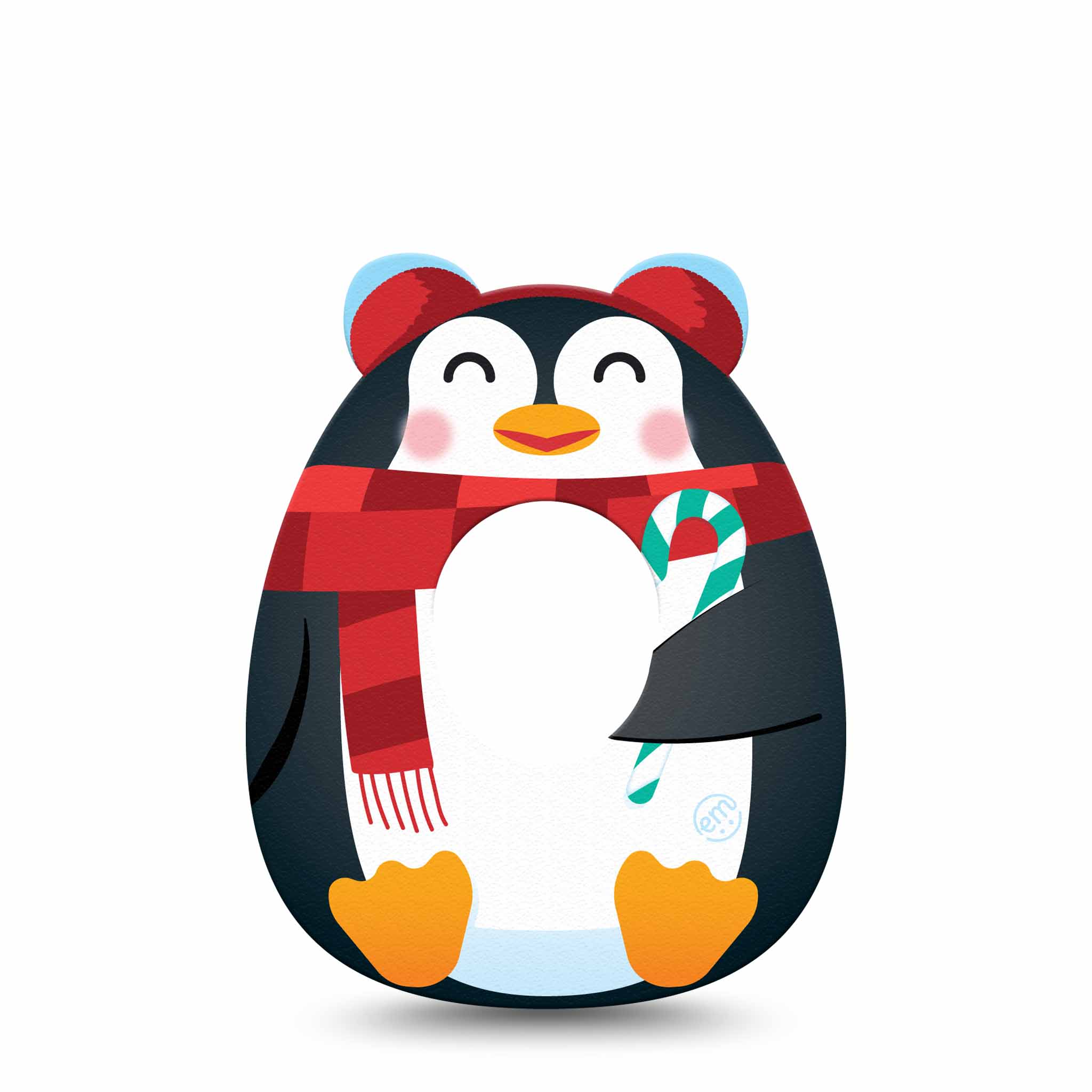 Single Patch Monitor ExpressionMed Happy Penguin Shape Adhesive Patch Dexcom G7/Dexcom ONE+ ...