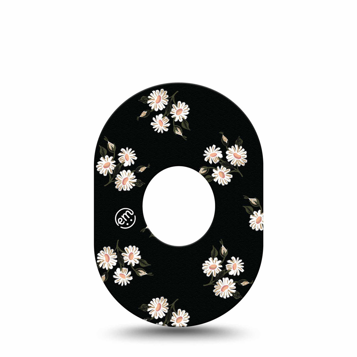 ExpressionMed Black Daisies Adhesive Patch Dexcom G7/Dexcom ONE+