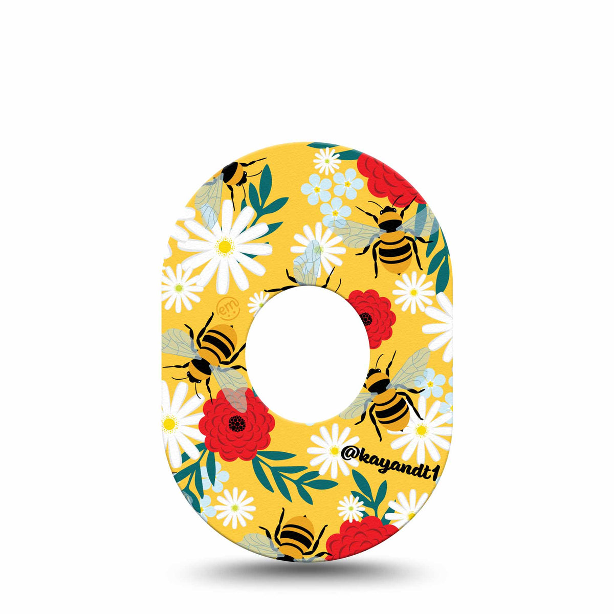 ExpressionMed Bees &amp; Flowers Adhesive Patch Dexcom G7/Dexcom ONE+