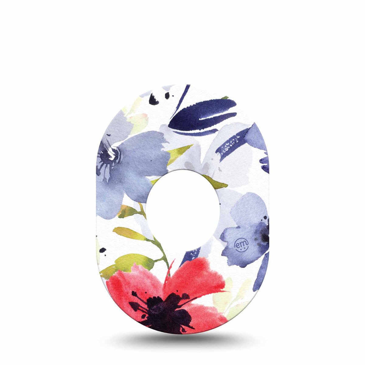 ExpressionMed Red, White and Blue Flowers Adhesive Patch Dexcom G7/Dexcom ONE+