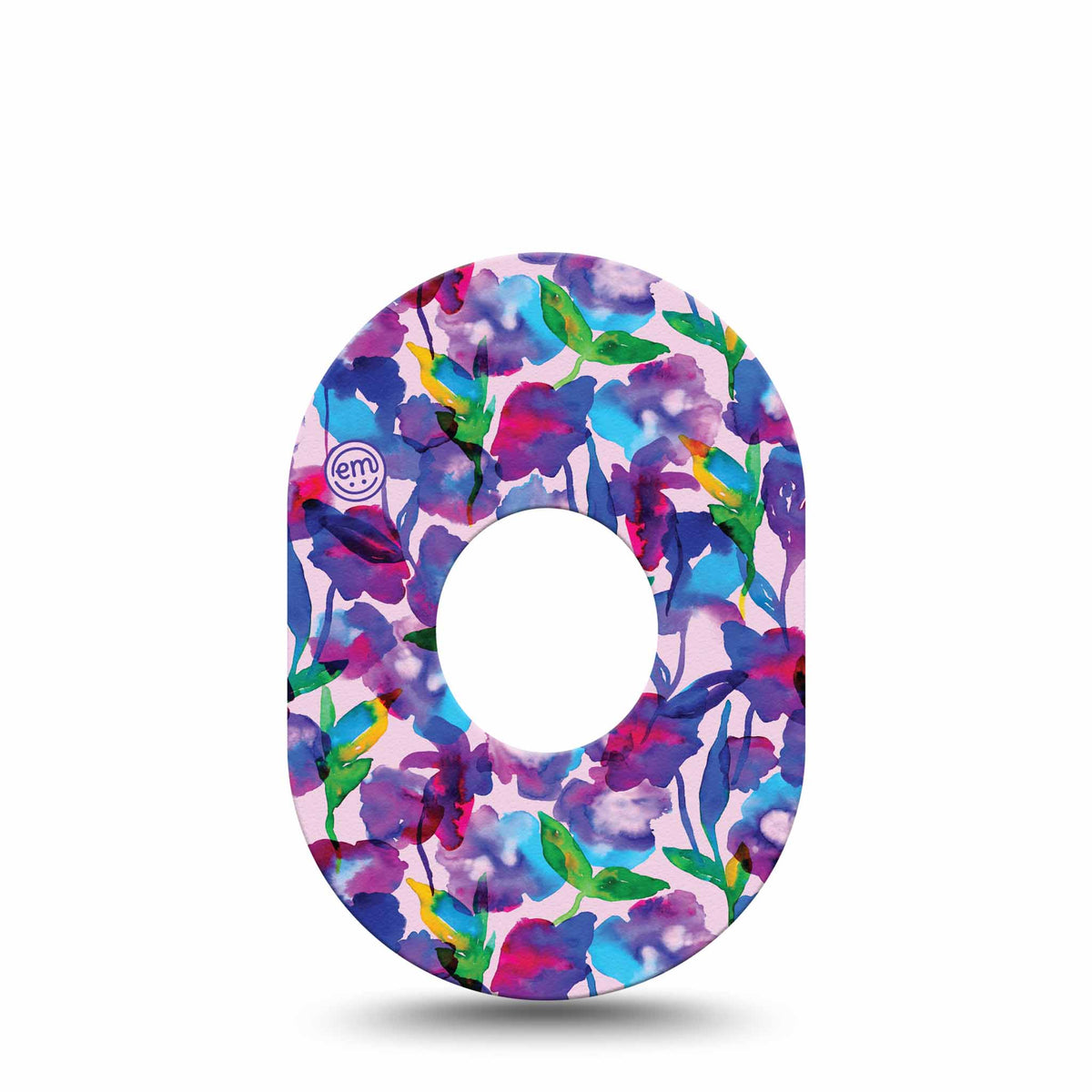 ExpressionMed Vibrant Purple Flowers Adhesive Patch Dexcom G7/Dexcom ONE+