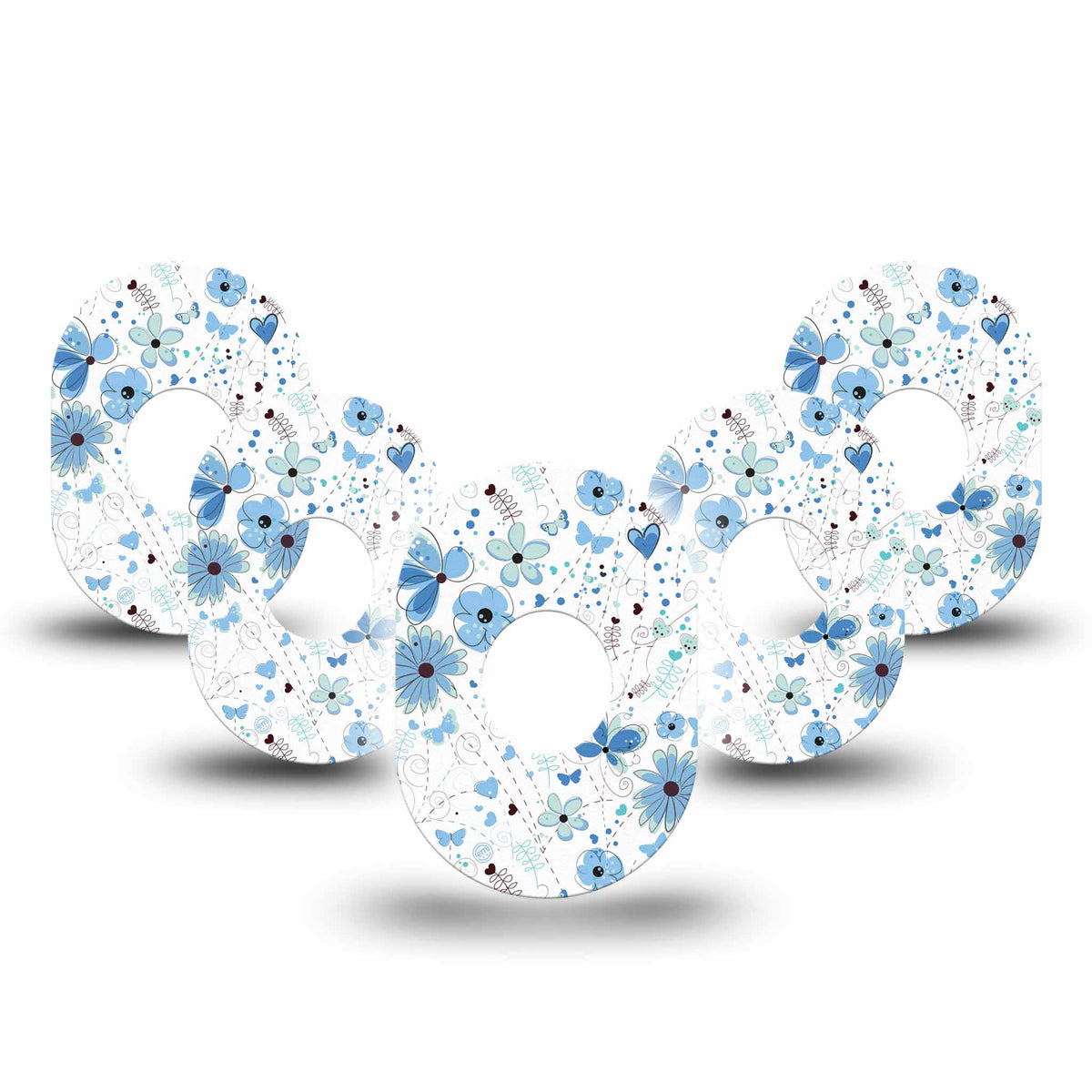 ExpressionMed Cute Blue Flowers Adhesive Patch Dexcom G7/Dexcom ONE+
