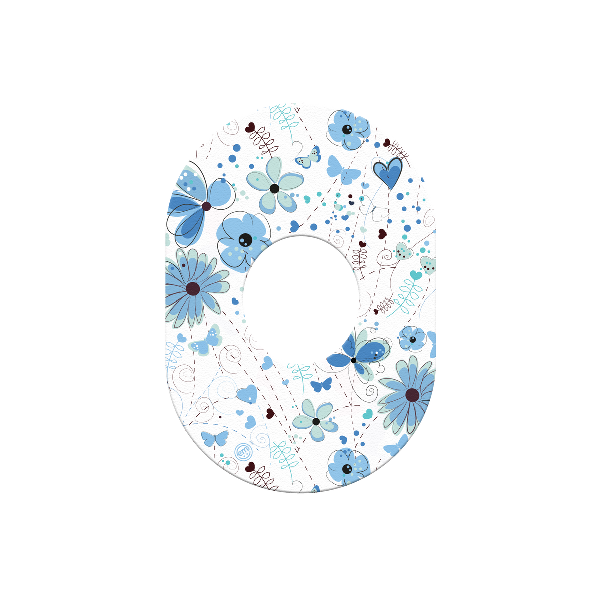 ExpressionMed Cute Blue Flowers Adhesive Patch Dexcom G7/Dexcom ONE+