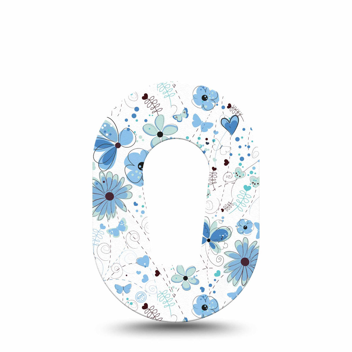 ExpressionMed Mini Cute Blue Flowers Adhesive Patch Dexcom G6/One