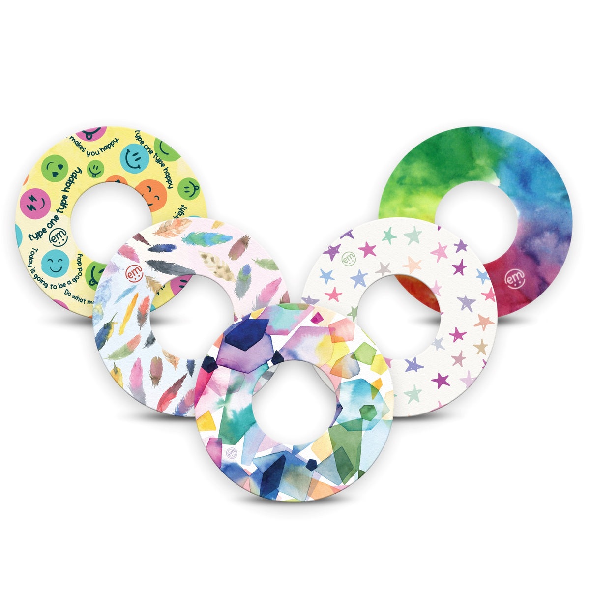 ExpressionMed Freestyle Libre 2 Bright Summer Rainbows Variety Patch 5 Pack