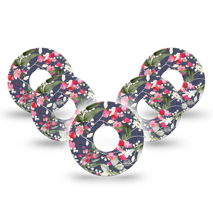 ExpressionMed Denim Flowers Adhesive Patch Freestyle Libre 3