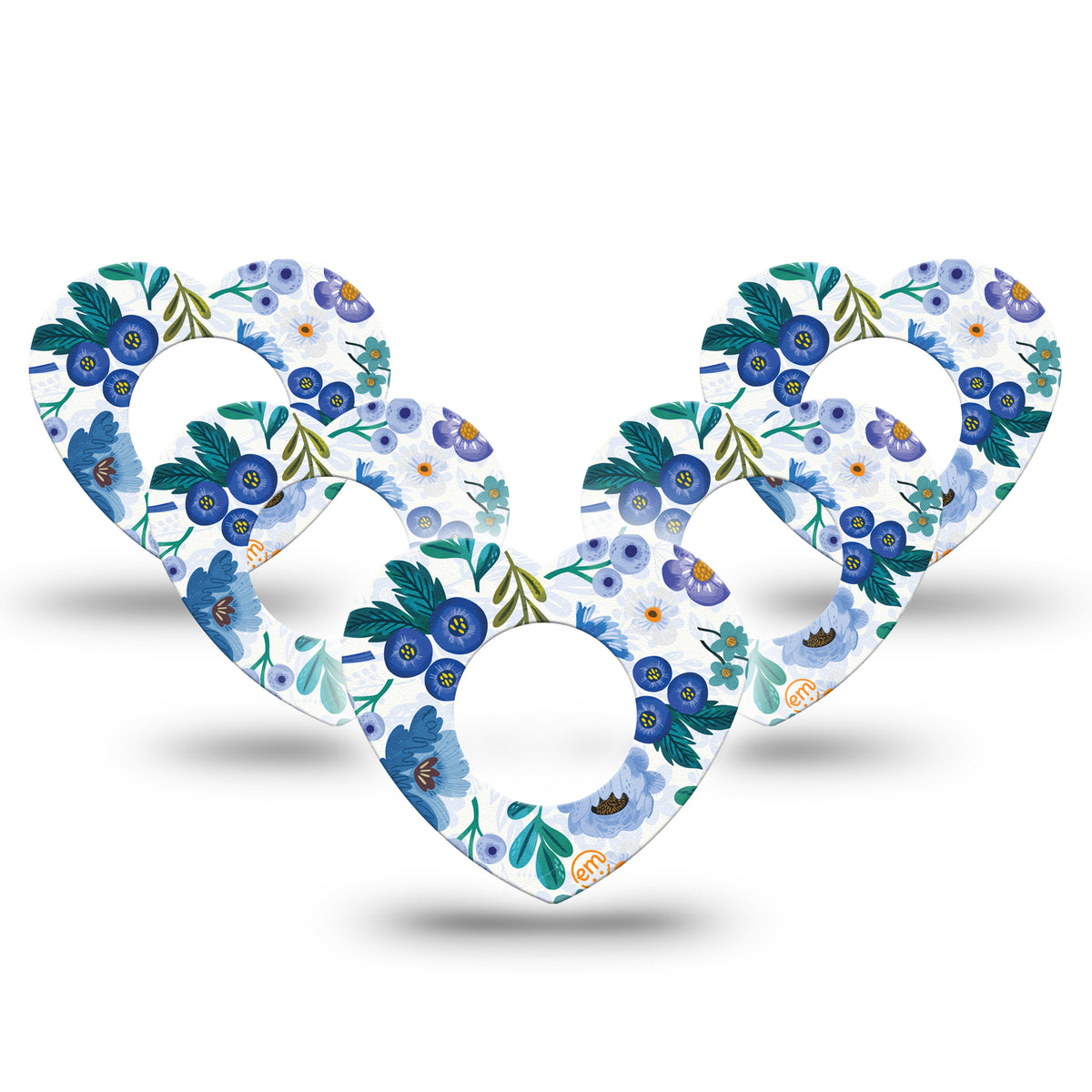 ExpressionMed Blue Anemone Heart Shaped Adhesive Patch Freestyle Libre 2