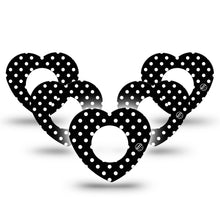 ExpressionMed Black & White Polka Dot Heart Shaped Adhesive Patch Freestyle Libre 2