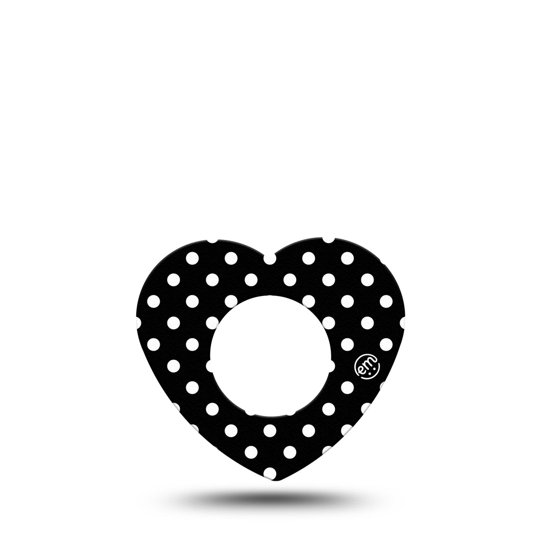 ExpressionMed Black & White Polka Dot Heart Shaped Adhesive Patch Freestyle Libre 2