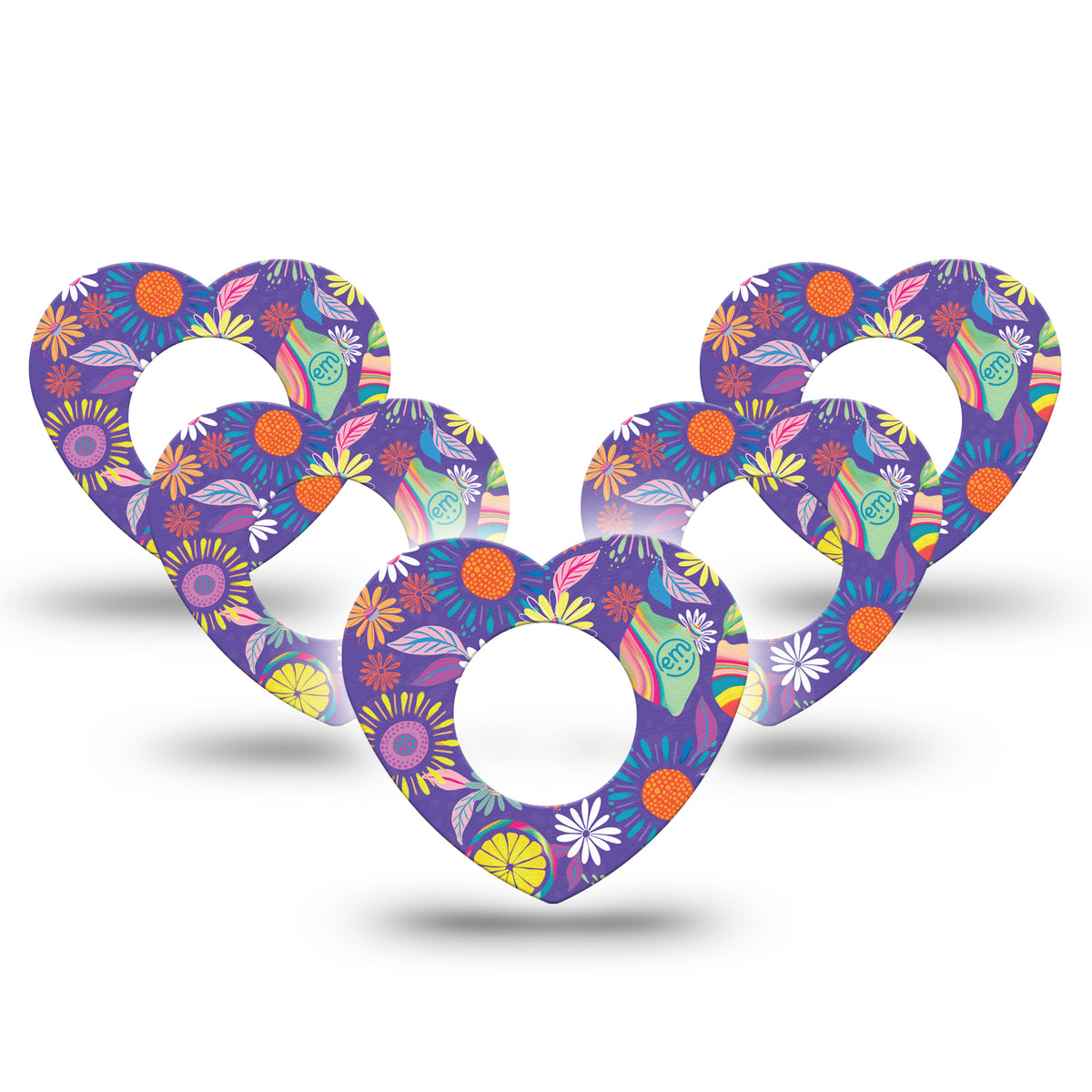 ExpressionMed Purple Flower Heart Shaped Adhesive Patch Freestyle Libre 2