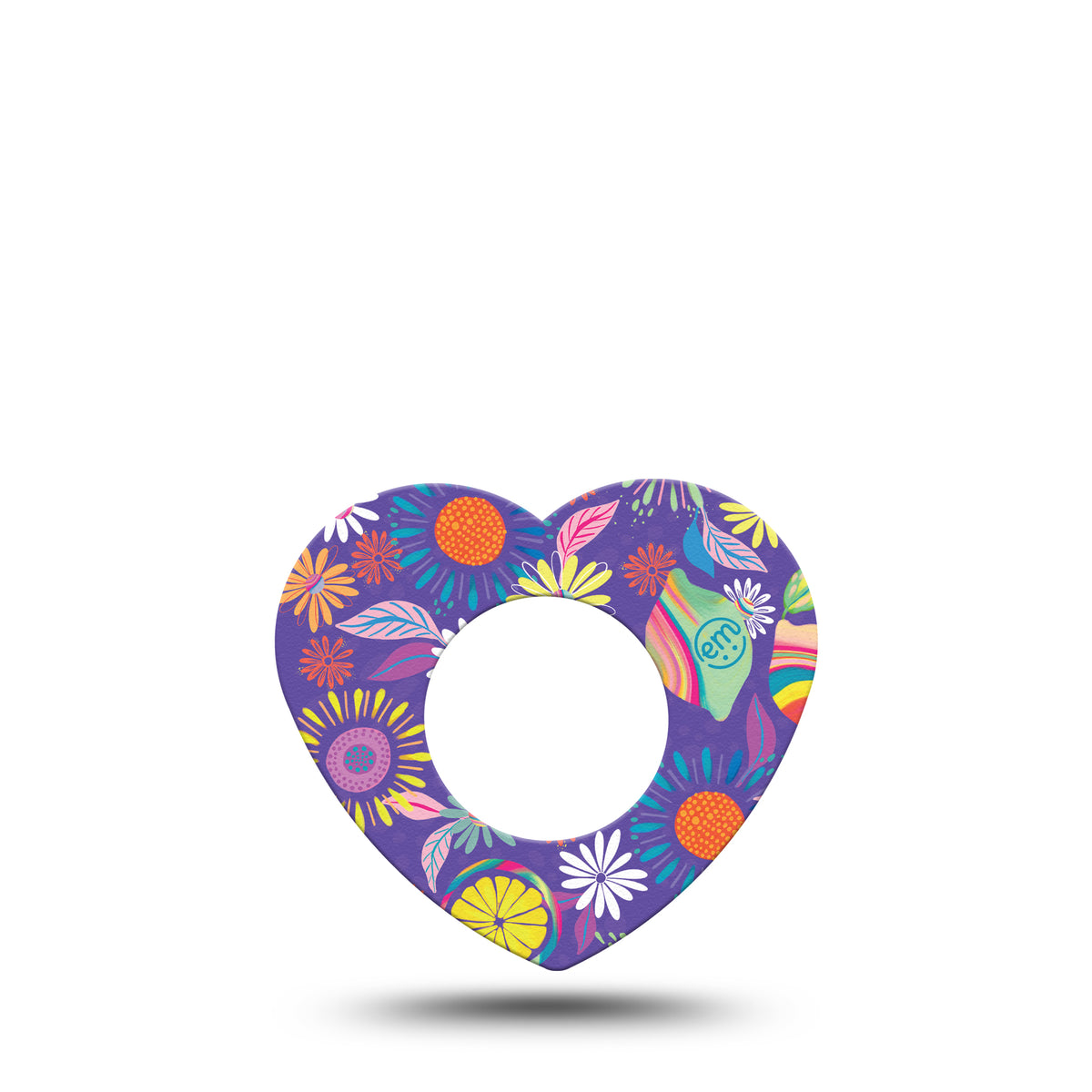 ExpressionMed Purple Flower Heart Shaped Adhesive Patch Freestyle Libre 2