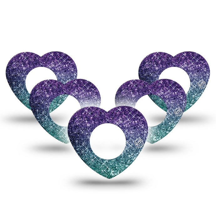 ExpressionMed Glittering Ombre Heart Shaped Adhesive Patch Freestyle Libre 2
