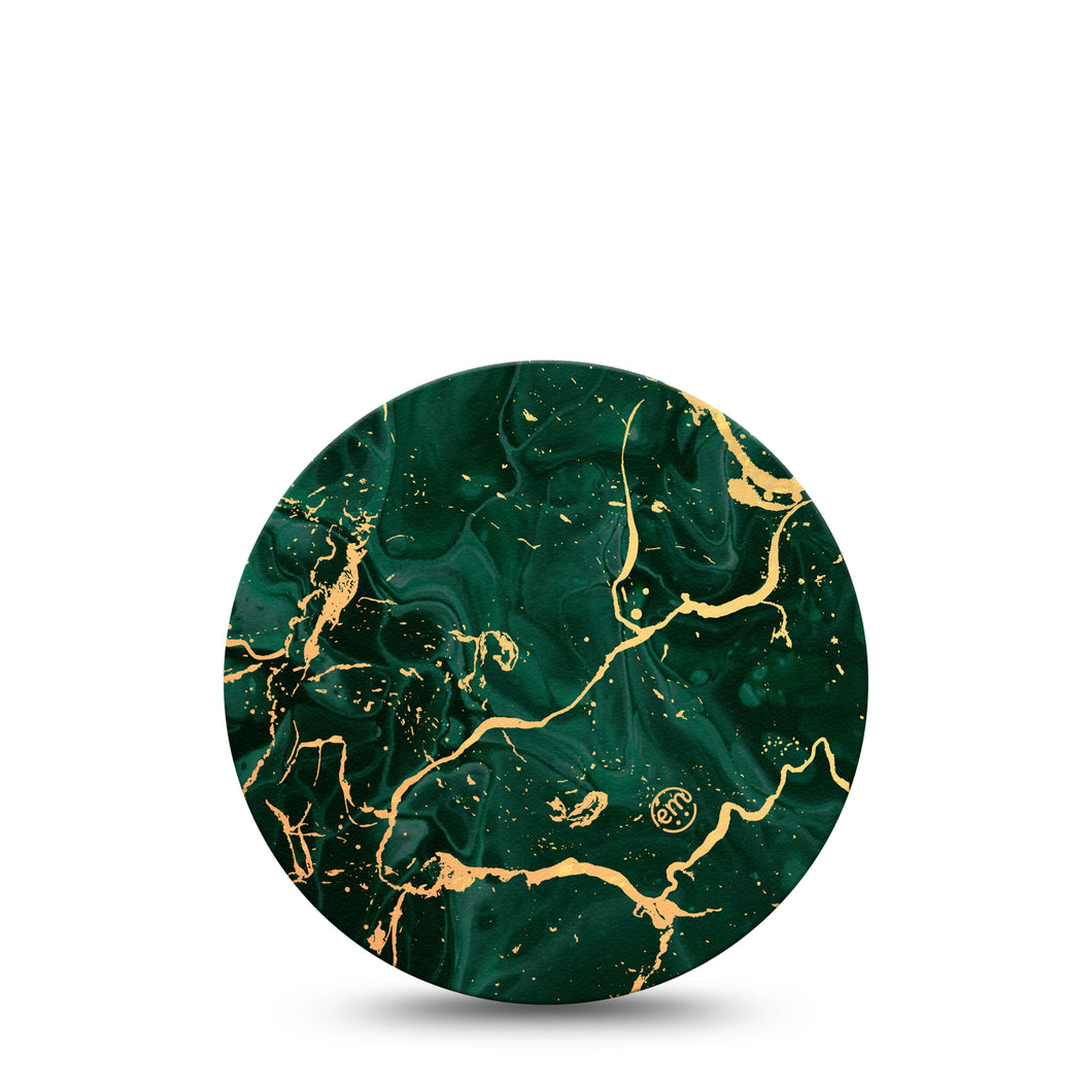 ExpressionMed OverPatch Green & Gold Marble Adhesive Patch Freestyle Libre 2 or 3