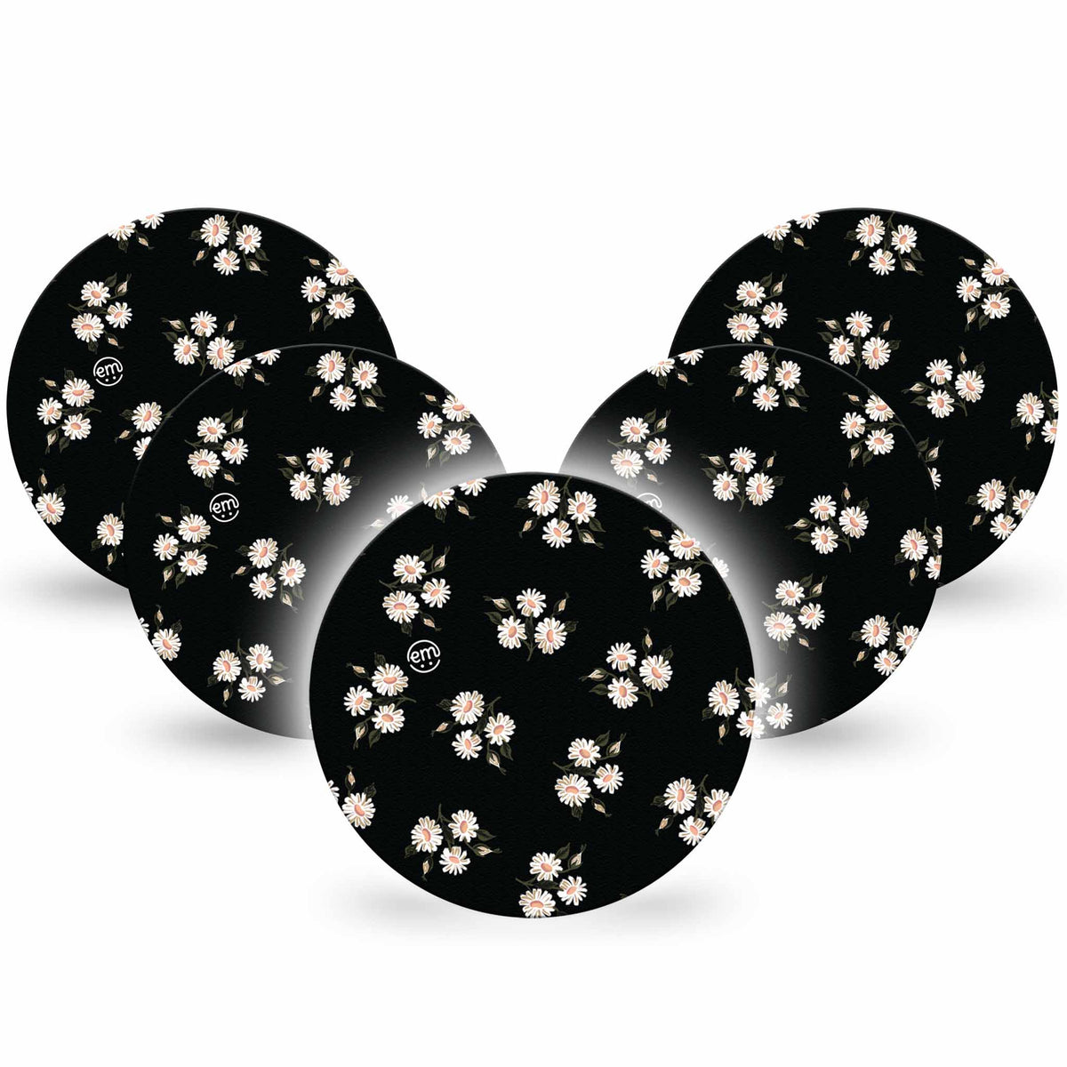 ExpressionMed OverPatch Black Daisies Adhesive Patch Freestyle Libre 2 or 3