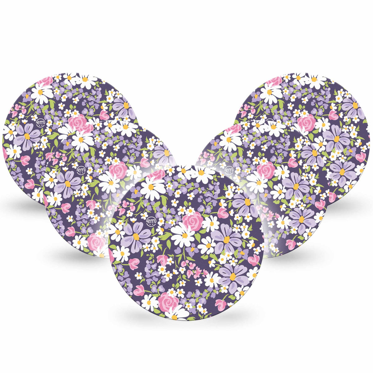 ExpressionMed OverPatch Purple and Pink Flowers Adhesive Patch Freestyle Libre 2 or 3