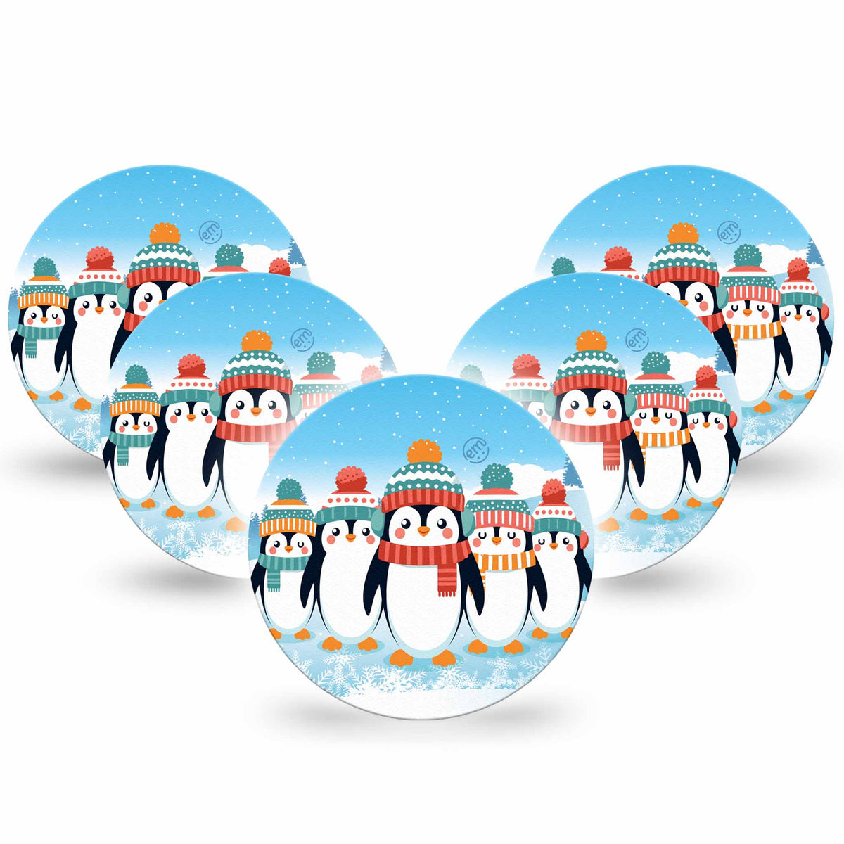 ExpressionMed OverPatch Penguins in a Row Adhesive Patch Freestyle Libre 2 or 3