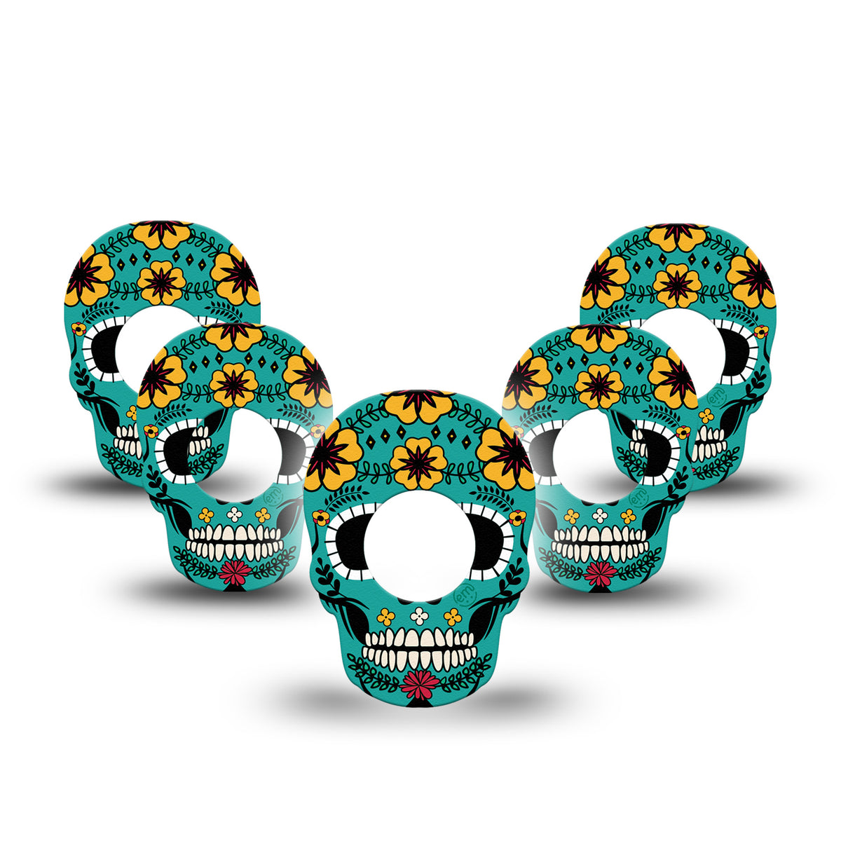 ExpressionMed Freestyle Libre 2 Teal Skull Shape Adhesive Patch