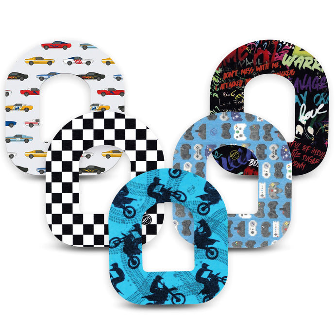 ExpressionMed Omnipod Adventure Seeker Variety Pack (Race Cars, Gamer, Chequered,Dirt Bikes, Grafitti)