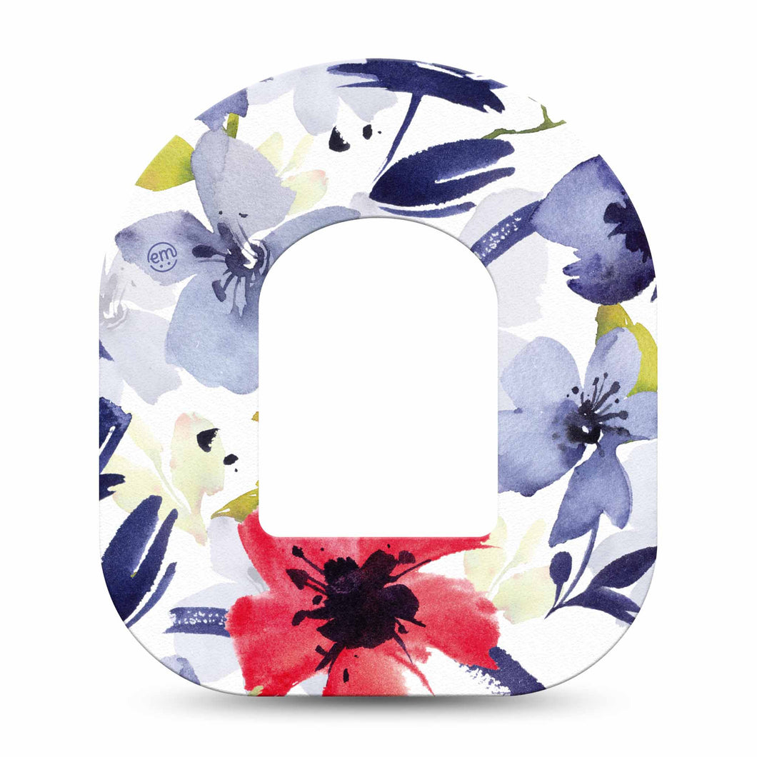 ExpressionMed Red, White and Blue Flowers Adhesive Patch Omnipod