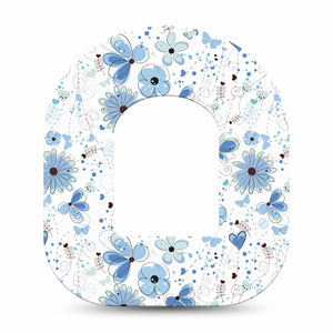 ExpressionMed Cute Blue Flowers Adhesive Patch Omnipod