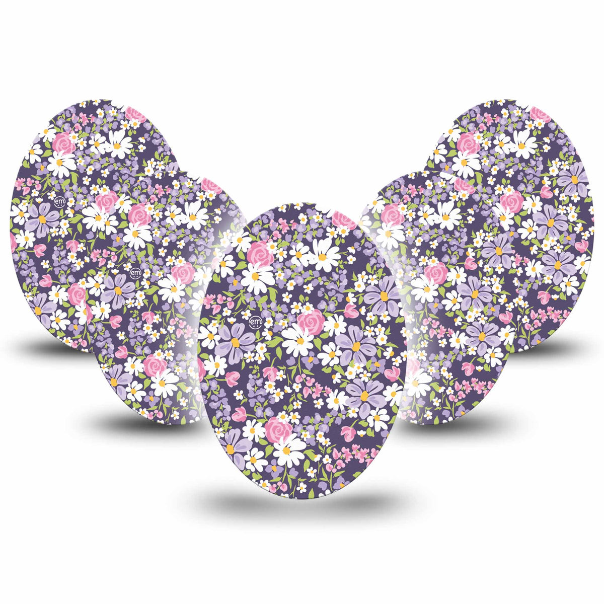 ExpressionMed Purple and Pink Flowers Adhesive Patch Oval