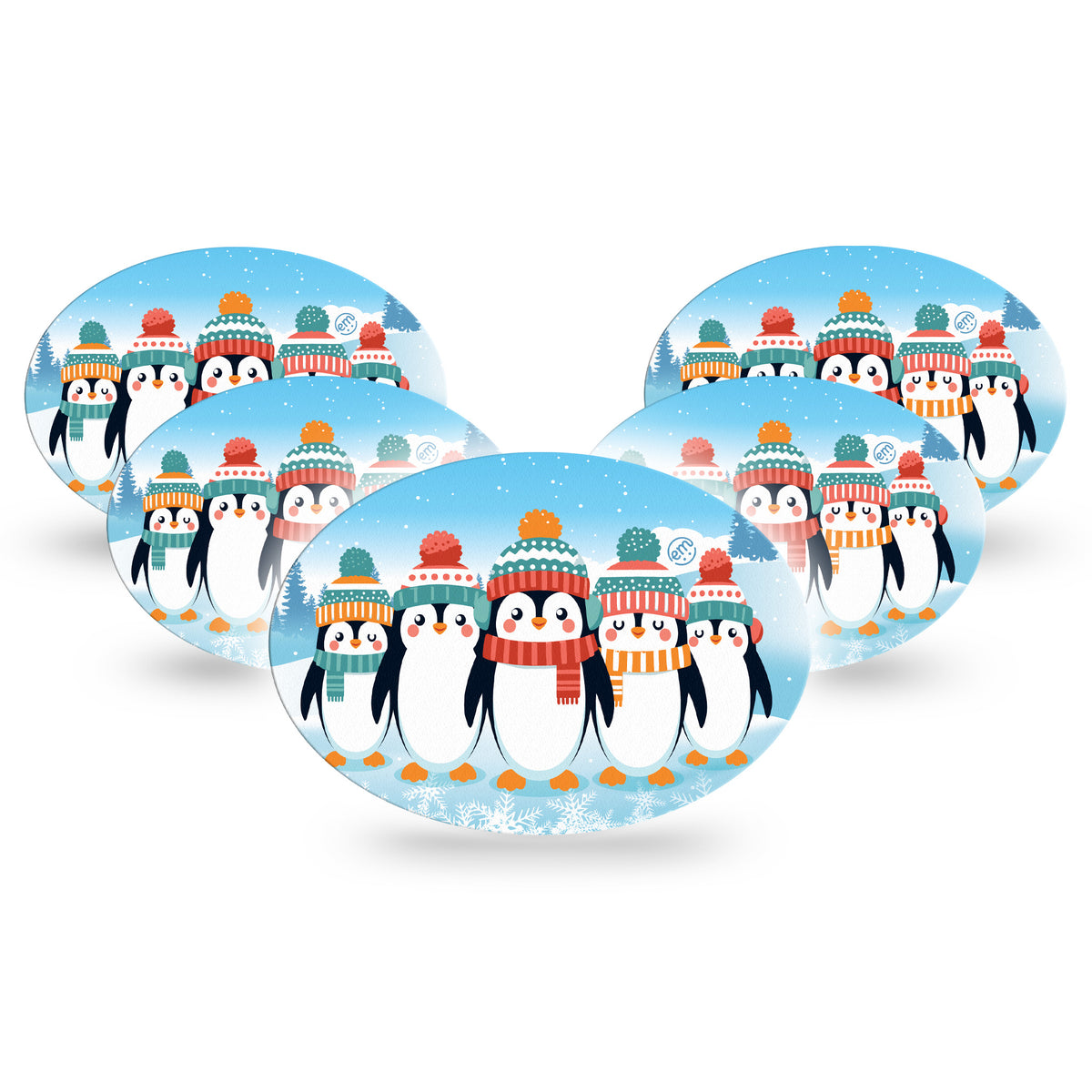 ExpressionMed Penguins in a Row Adhesive Patch Oval