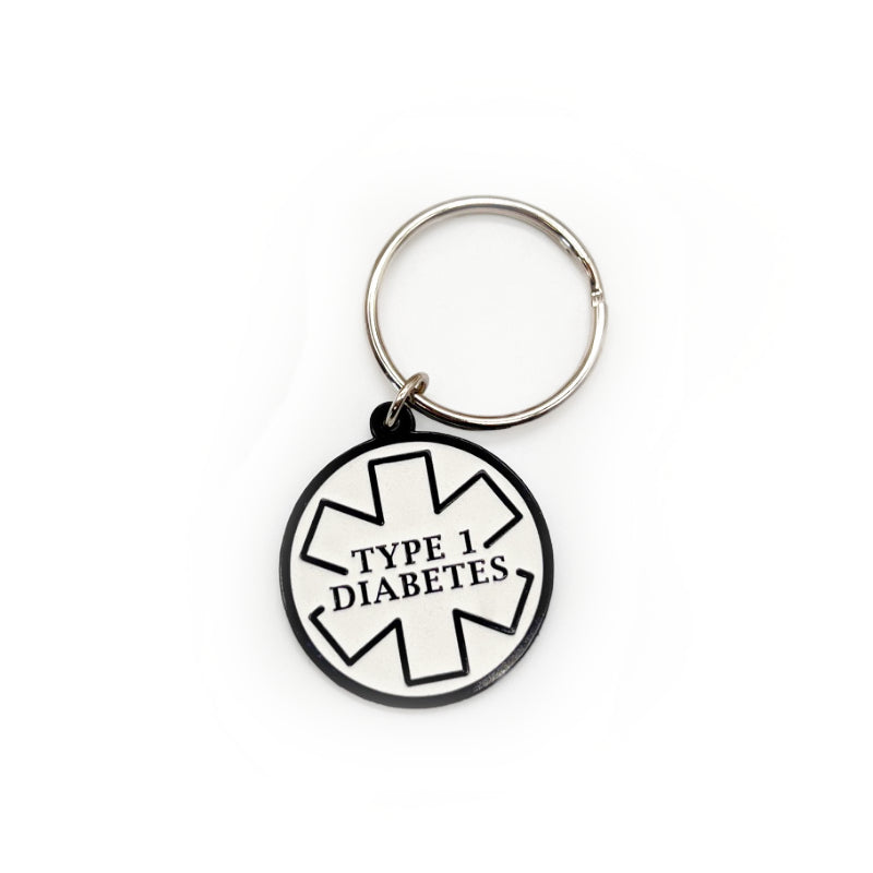 ETC (Type 1 Diabetes) Black & White Glow in the Dark Medical Alert Keyring