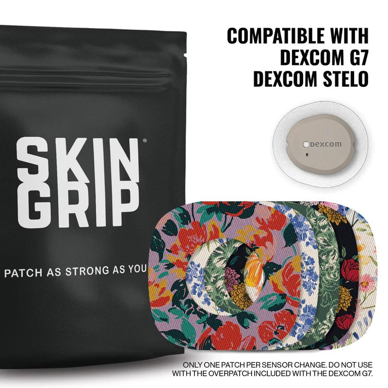 Skin Grip - Dexcom G7/Dexcom ONE+ (with hole) Patterned Patches - 10 Pack - Other Patterns Available