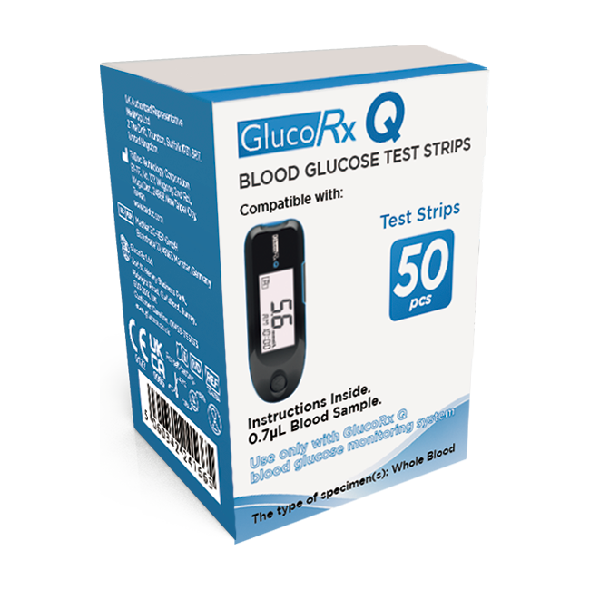 GlucoRx Q Blood Glucose Test Strips - Pack of 50